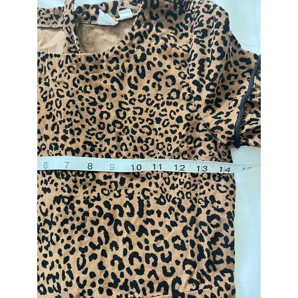 Girls Gap Leopard Print Lightweight Corduroy Ruffle Twirl Fall Dress Sz XL 12